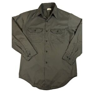 Vtg Big Mac Distressed Green Long Sleeve Button Up Shirt Workwear JC Penney Sz M